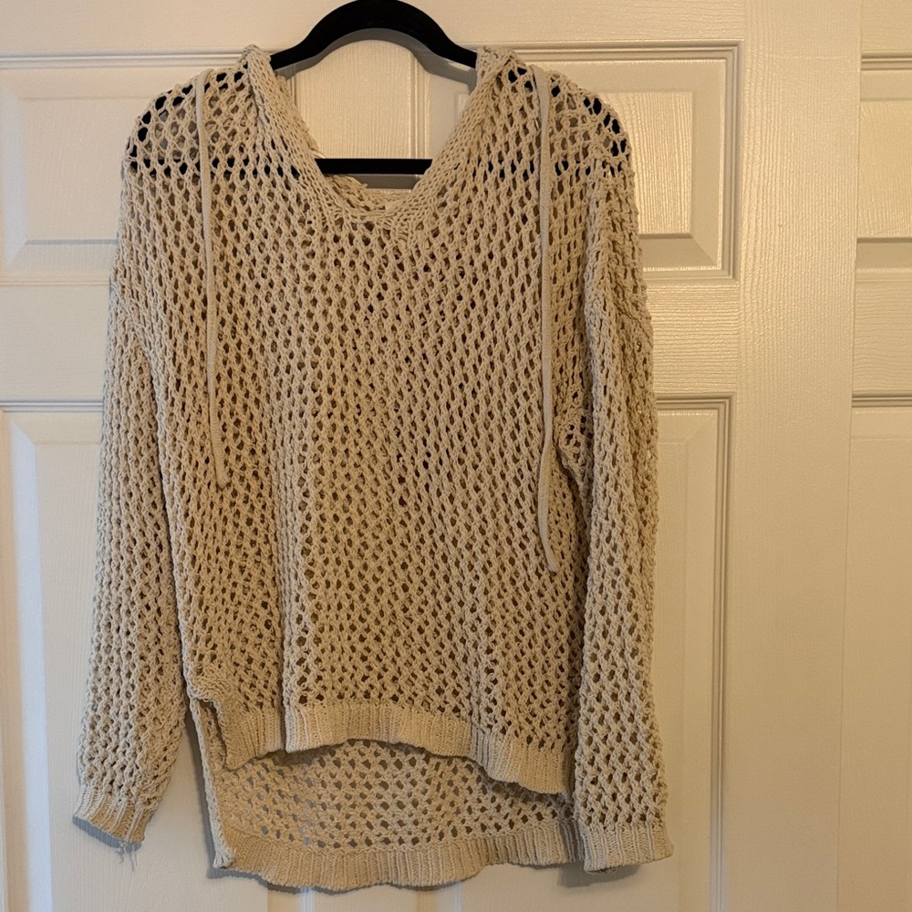 Nicole Miller Artelier Crochet Style Hooded Sweater